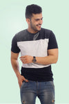 RUE LIAM - Faux Leather Paneled T-Shirt - saey7