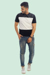 RUE LIAM - Faux Leather Paneled T-Shirt - saey7